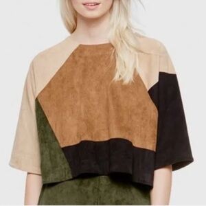 Vince Caumto Faux Suede Colorblock Top